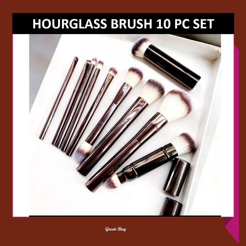 10Pcs Hourglass Makeup Brush Set NIB